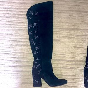 Knee high embroidered boots